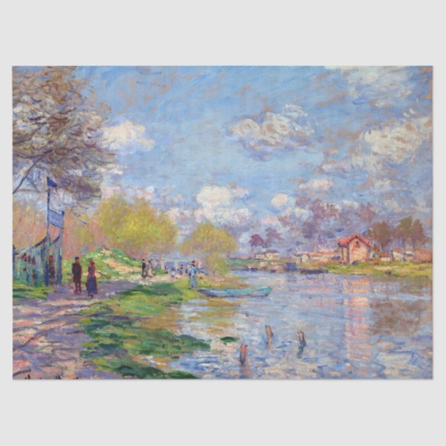 Papier Mousseline Printemps de Claude Monet au bord de la Seine (Recto)