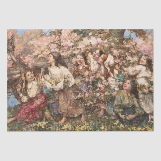 Papier Mousseline Printemps (par Edward Atkinson Hornel) (Recto)