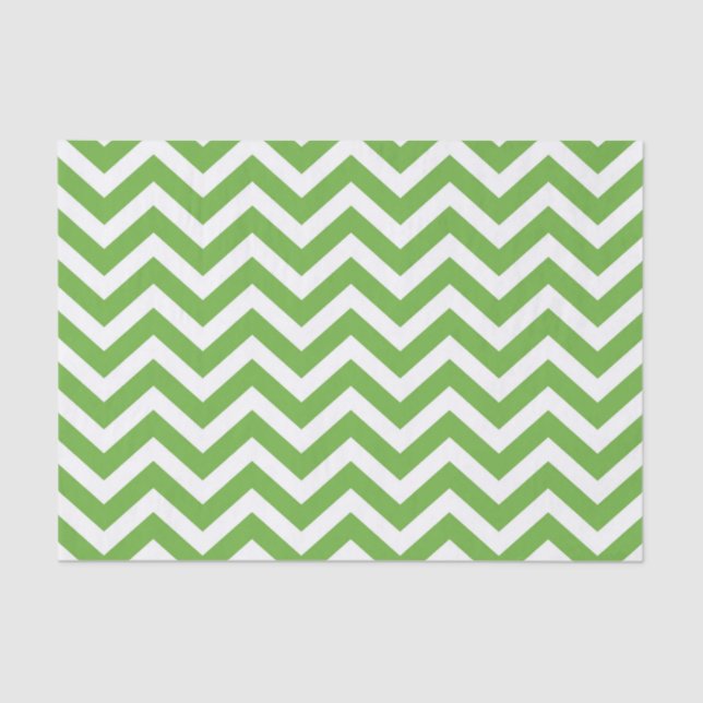 Papier Mousseline Printemps vert et blanc Chevron Mariage Anniversai (Recto)