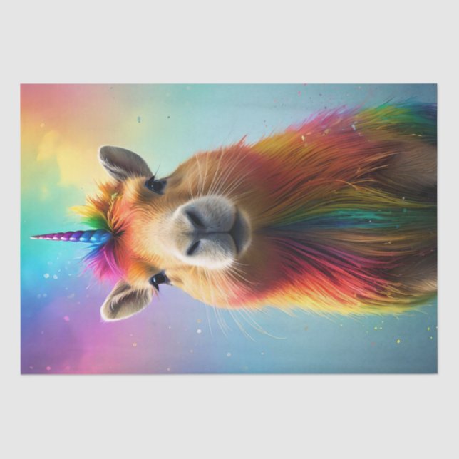 Papier Mousseline Prismhorn : Le Capybaraicorn Arc-en-ciel (Recto)