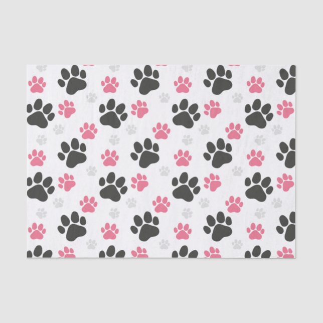 Papier Mousseline Propriétaire de chien Empreinte de patte rose noir (Recto)
