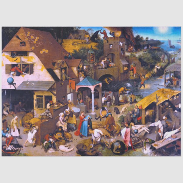 Papier Mousseline Proverbes du Néerlandais, Pieter Bruegel l'Ancien (Recto)