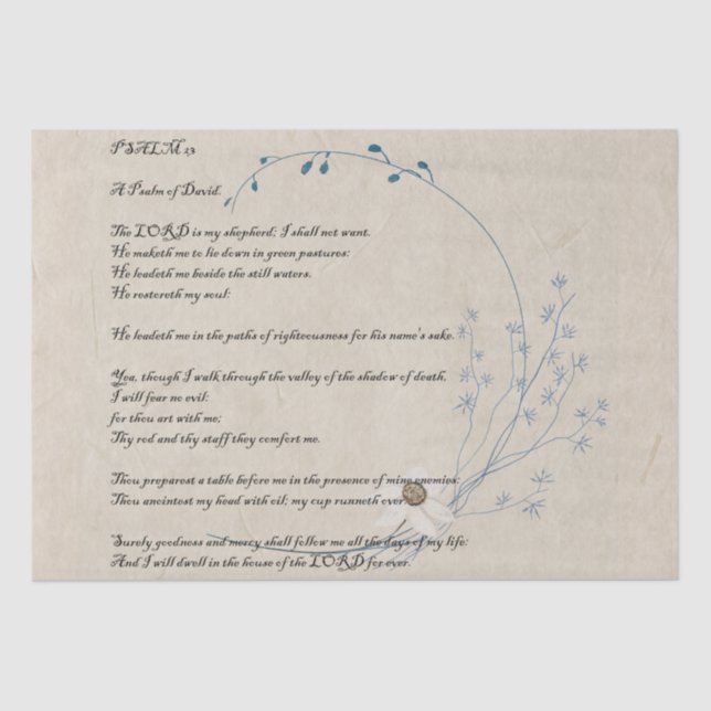Papier Mousseline Psaume 23 Fleur sauvage de prière du Seigneur Tiss (Recto)
