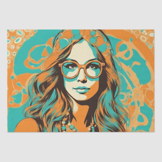 Papier Mousseline Psychédélique : Un papier de découpage rétro Hippi (Recto)