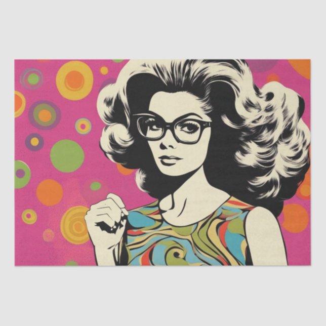 Papier Mousseline Psychédélique : Un papier de découpage rétro Hippi (Recto)