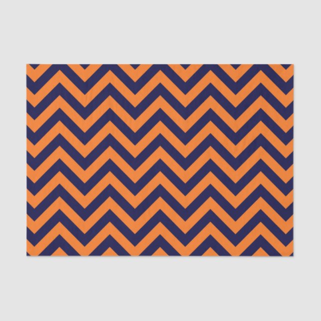 Papier Mousseline Pumkin, Navy Blue Large Chevron Zig Zag (Recto)