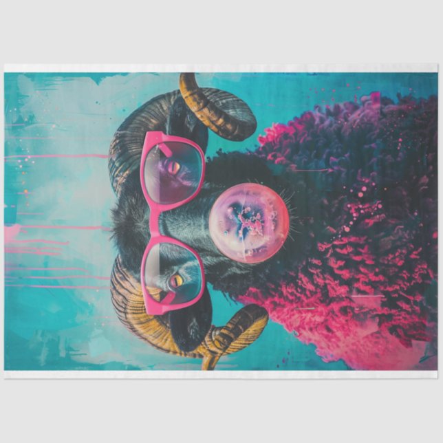 Papier Mousseline Punk rose noir mouton soufflant bulle gomme dénoua (Recto)