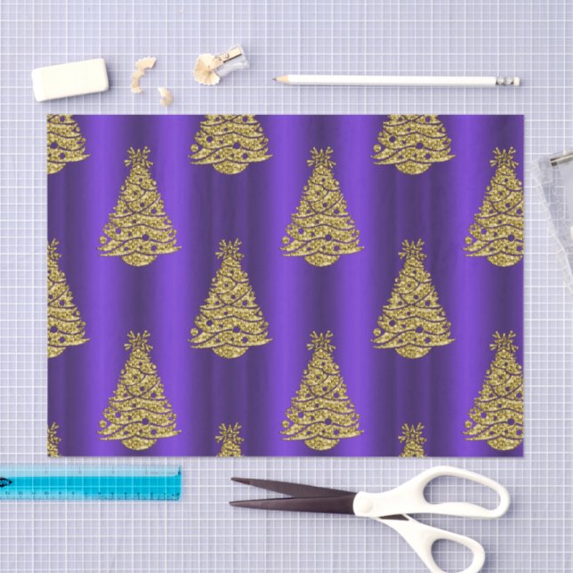 Papier Mousseline Purple and Gold Christmas  (Artisanat)