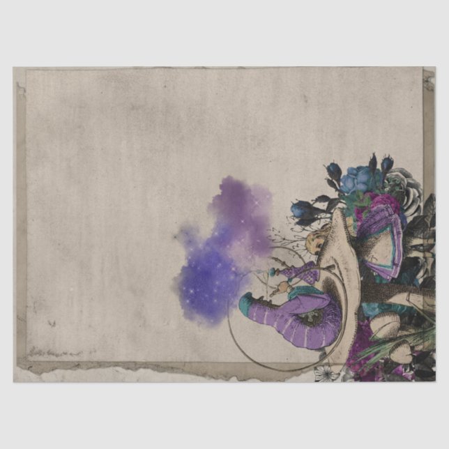 Papier Mousseline Purple Caterpillar Alice au pays des merveilles (Recto)