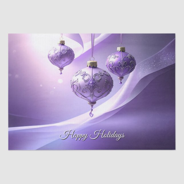 Papier Mousseline Purple Christmas Ball Holiday Tissue Paper (Recto)