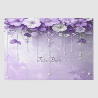 Papier Mousseline Purple Flowers with Dangling Pearls Tissue Paper