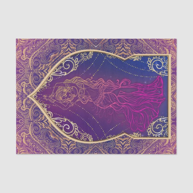 Papier Mousseline Purple & Gold Marocaine de danse du ventre arabe (Recto)