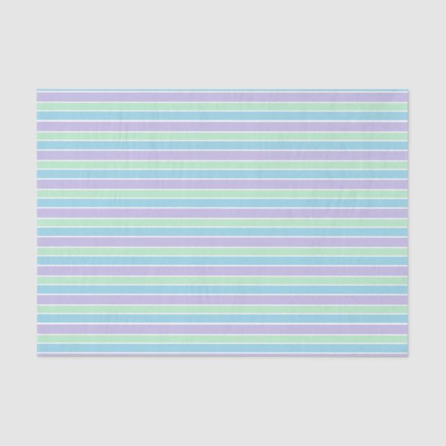 Papier Mousseline Purple, Green and Blue Pastel Stripes (Recto)