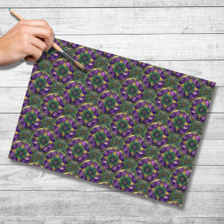 Papier Mousseline Purple, Green, Gold Stained Glass Tissue Paper