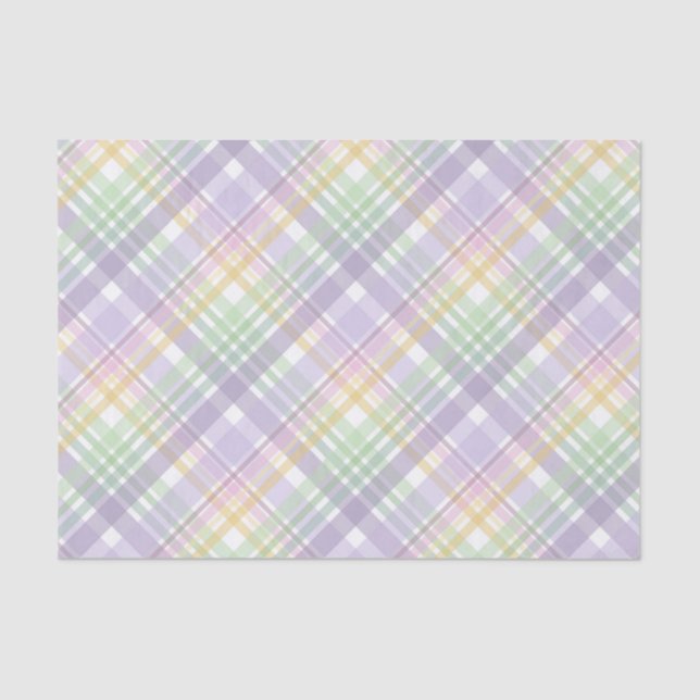 PAPIER MOUSSELINE PURPLE GREEN YELLOW EASTER PLAID PATTERN (Recto)