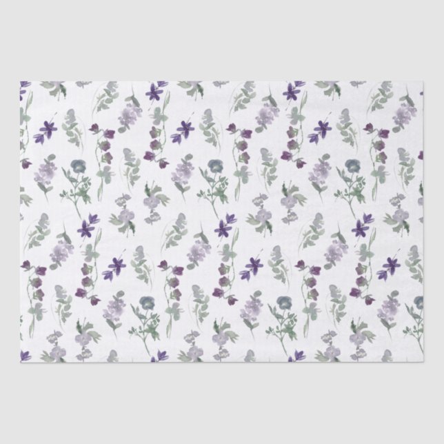 Papier Mousseline Purple Lavendar Floral Petite entreprise Emballage (Recto)