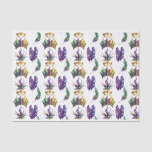PAPIER MOUSSELINE PURPLE OR VERT MARDI GRAS MASQUES FEATHERS