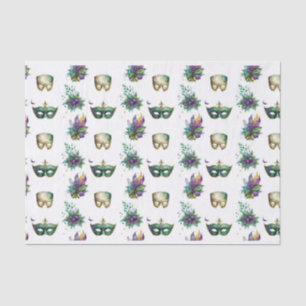 PAPIER MOUSSELINE PURPLE OR VERT MARDI GRAS MASQUES FEATHERS