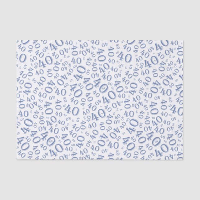 Papier Mousseline quarantième Motif bleu et blanc d'anniversaire de (Recto)