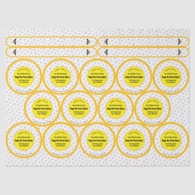 Papier Mousseline Quatorze Étiquette de produits de miel à mâchoires (Recto)