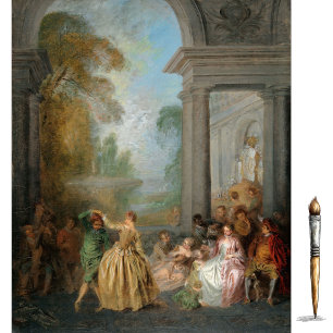 Papier Mousseline Quatre danseurs dans un pavillon par Jean-Baptiste