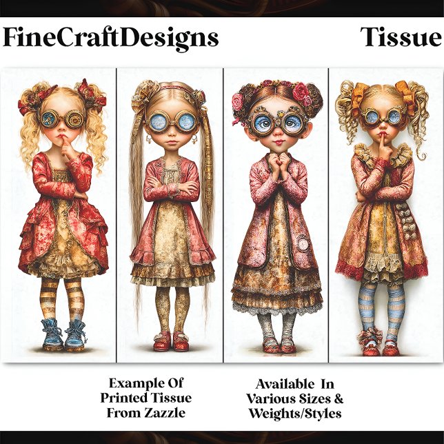 Papier Mousseline Quatre Jolies Filles Steampunk Quirky DV3R Découpa (Créateur téléchargé)