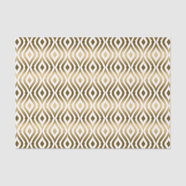 Papier Mousseline Quatrefoil blanc & Faux Gold Motif géométrique (Recto)