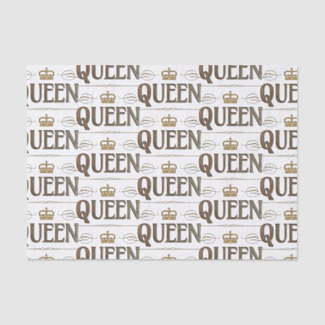 Papier Mousseline QUEEN Calligraphie Lettres - Elegant Rich Royal (Recto)