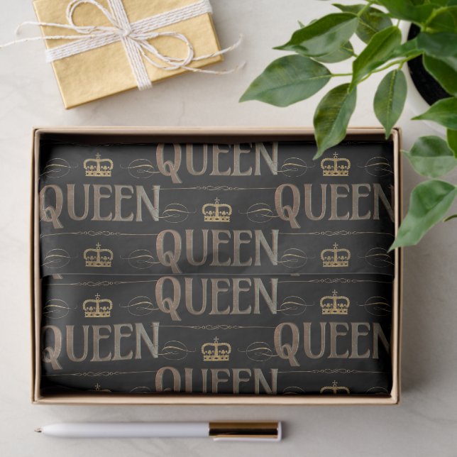 Papier Mousseline QUEEN Calligraphy Lettering  - Elegant Rich Royal (Cadeau)
