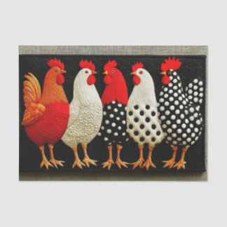 Papier Mousseline Quilted Fun Country Hens & Roosters EN2R Decoupage