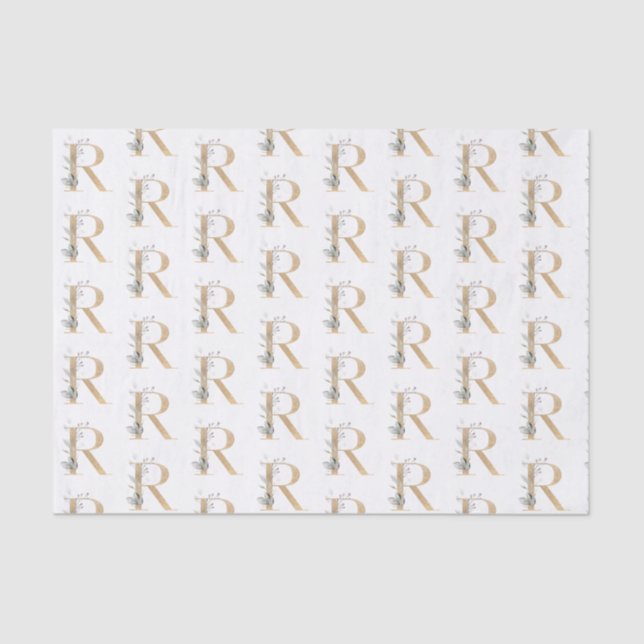 Papier Mousseline R Monogramme papier d'enveloppement floral (Recto)