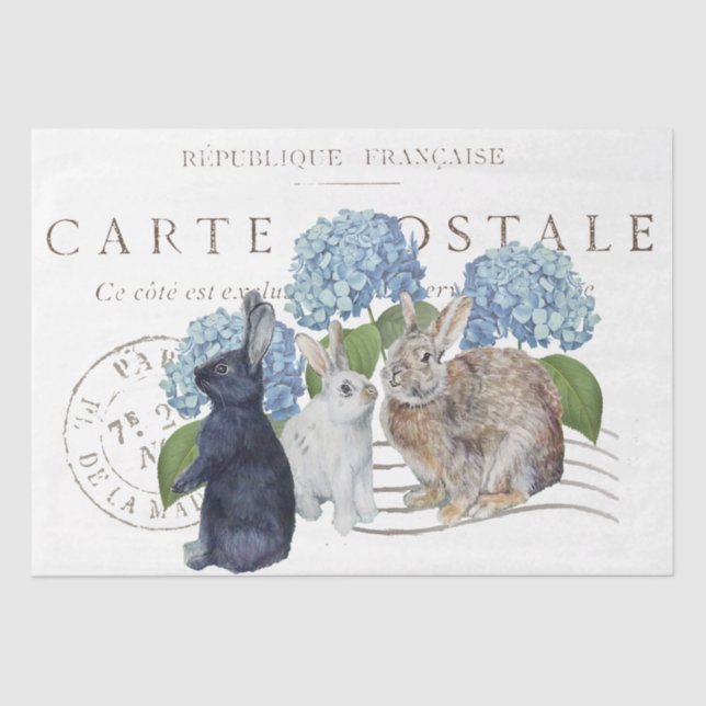 Papier Mousseline Rabbit Hydrangea Carte Postale Carte Fleur Découpa (Recto)