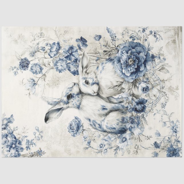 Papier Mousseline Rabbit Pair Three Tissue Paper (Recto)