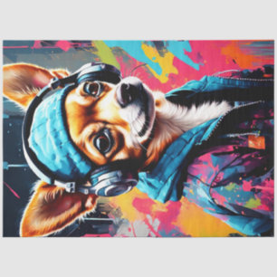 Papier Mousseline Rad Chihuahua avec Beanie et casque Découpage