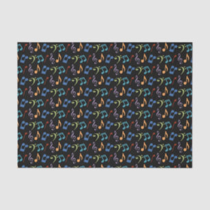 Papier Mousseline Rainbow Music Notes Tissue Paper -Black Arrière -