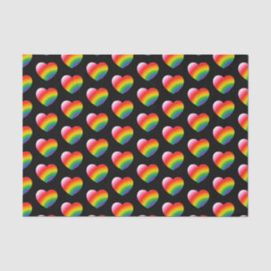Papier Mousseline Rainbow Pride Gradient Hearts Motif