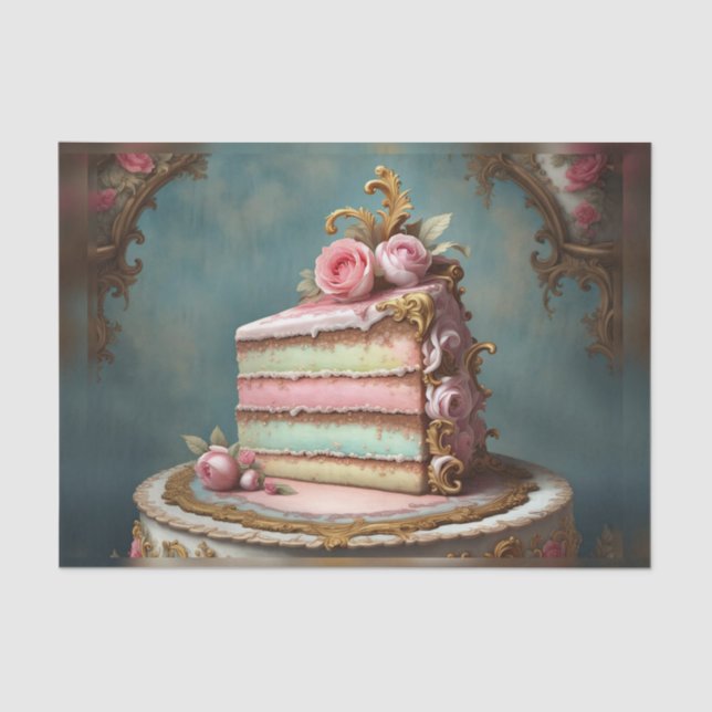 Papier Mousseline Rainbow Rococo French Slice of Cake Decoupage (Recto)