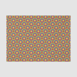 Papier Mousseline Rainbows style années 70 et Motif graphique Sun