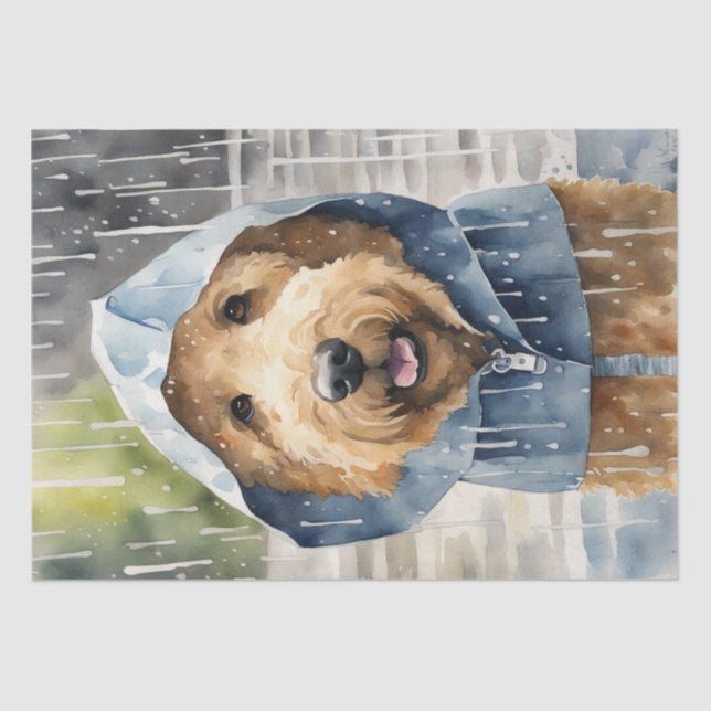 Papier Mousseline Rainy Golden Doodle Adventures : Un Découpage (Recto)