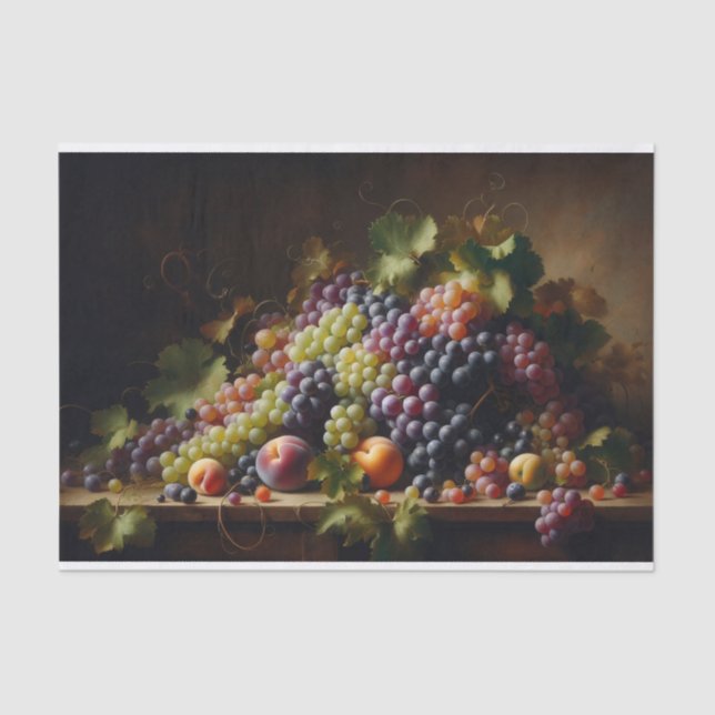 Papier Mousseline Raisins et Fruits Peinture à vie morte Découpage (Recto)