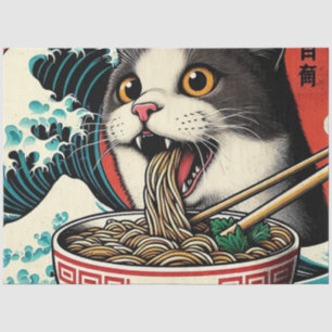Papier Mousseline Ramen de chat Art japonais Style vintage
