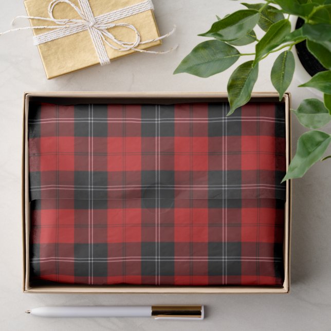 Papier Mousseline Ramsay tartan rouge noir plaid (Cadeau)