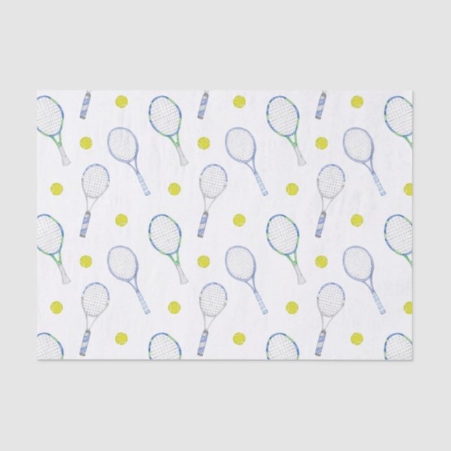 Papier Mousseline Raquettes de tennis bleu aquarelle (Recto)