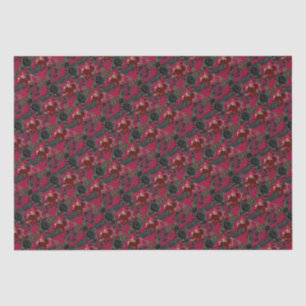 Papier Mousseline Ravens gothiques vintages et Rose rouge foncé