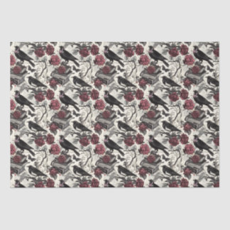 Papier Mousseline Ravens gothiques vintages, Roses et livres