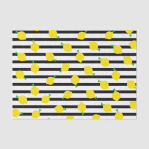 Papier Mousseline Rayure et citron noirs et blancs