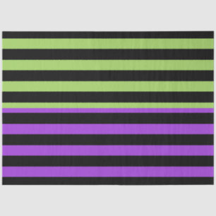 Papier Mousseline Rayure Halloween Vert Violet & Noir