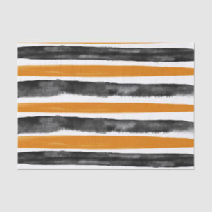 Papier Mousseline Rayures à l'aquarelle Halloween noir et orange