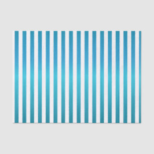 Papier Mousseline Rayures de bleu et de blanc de turquoise