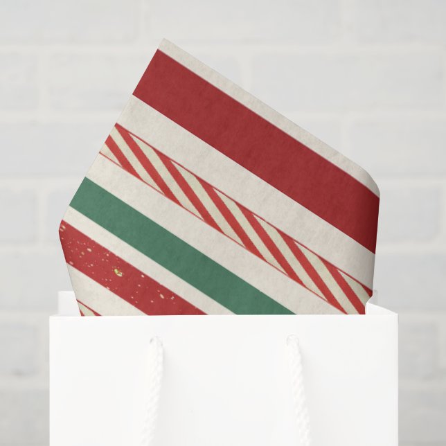 Papier Mousseline Rayures de Noël Retro Treasures (Sac cadeau)
